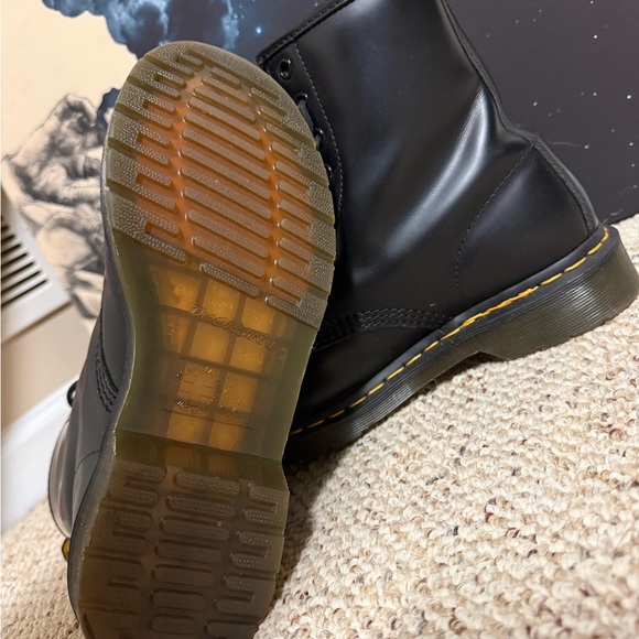 Dr. Martens Black Leather Boots with Yellow Accents - Picture 3 of 6
